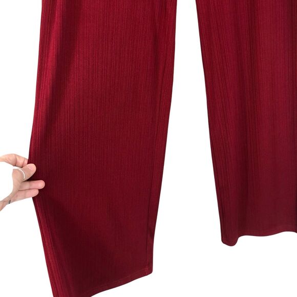 NWT Women’s Esta Textured Wide Leg Knit Pantsby Dictionary, Palazzo, Burgundy M - Picture 5 of 11